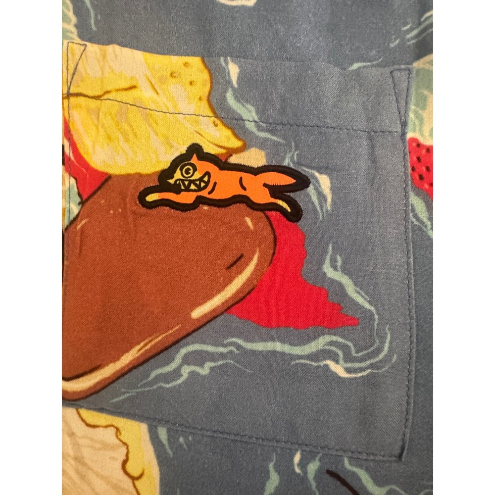 Icecream Island SS Woven Shirt Mens Large Parisian Blue‎ Sundae Print NWT